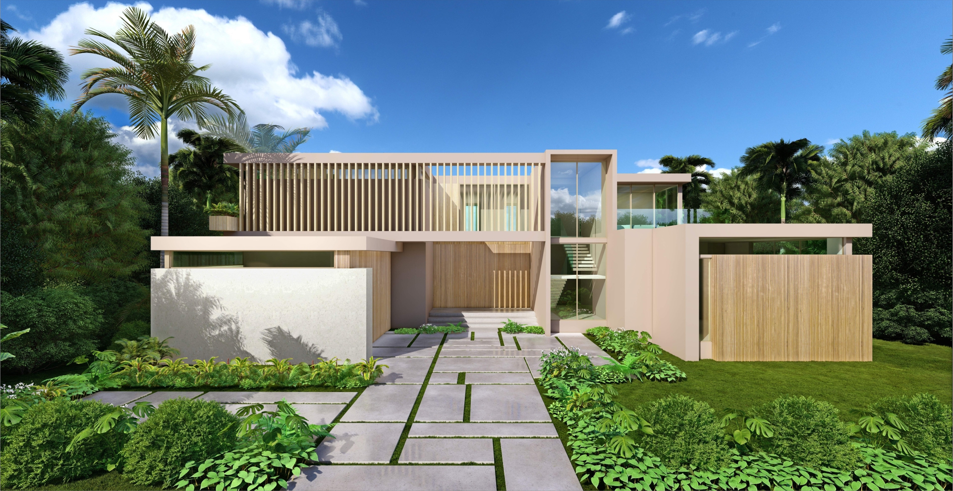 Amazing luxury home in Miami with modern architecture, large windows and a great pool area.