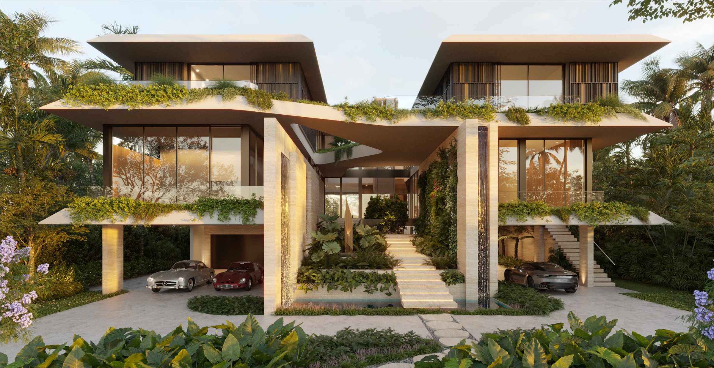 Amazing luxury home in Miami with modern architecture, large windows and a great pool area.